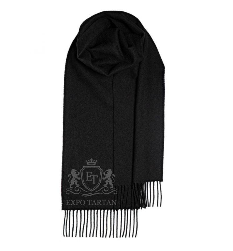 Plain Black Tartan Stole