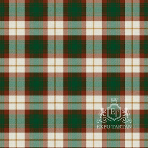 Men's Prince Edward Island Dress Ancient Tartan Swatch showing deep rust red and forest green with a golden-yellow overcheck