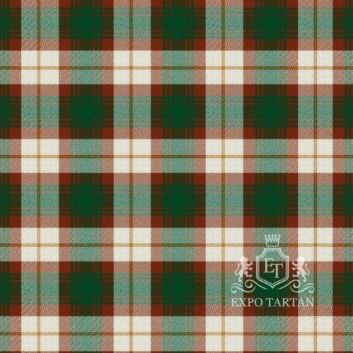 Men's Prince Edward Island Dress Ancient Tartan Swatch showing deep rust red and forest green with a golden-yellow overcheck