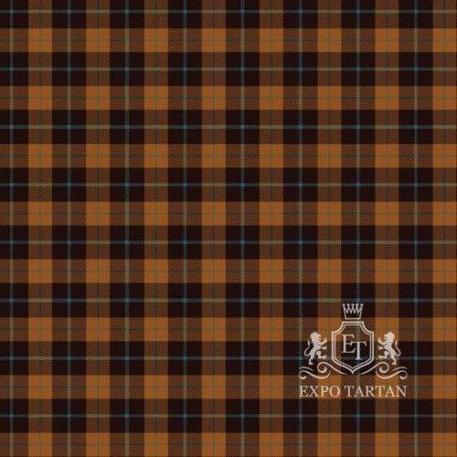 Men's Prince of Orange Tartan Kilt showing an orange-brown and dark brown sett with a fine light blue overcheck
