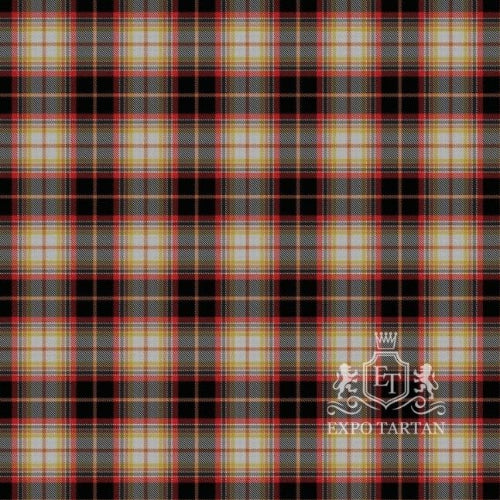 Men's Puffin Atlantic Tartan Kilt showing a deep black and red sett with greyish-white blocks and a golden-yellow overcheck.