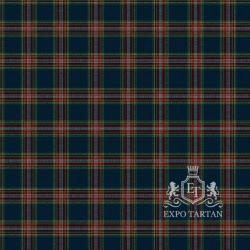 Men's Queanbeyan Tartan Kilt showing a deep navy blue sett with red, white, green, and gold intersecting lines