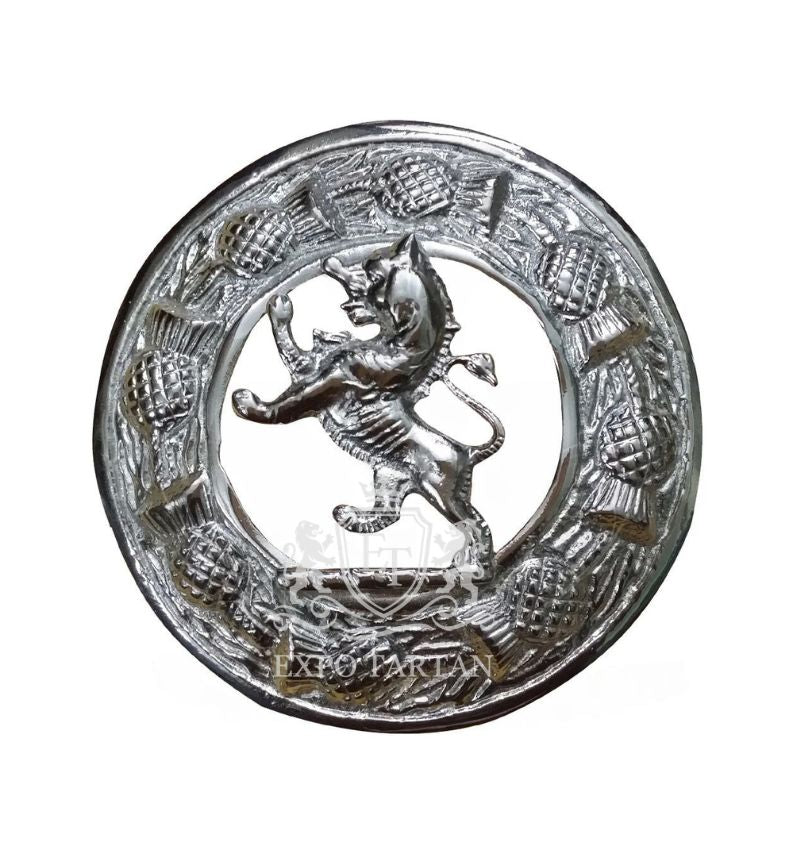 Rampant Lion Badge Silver Kilt Fly Plaid Brooch