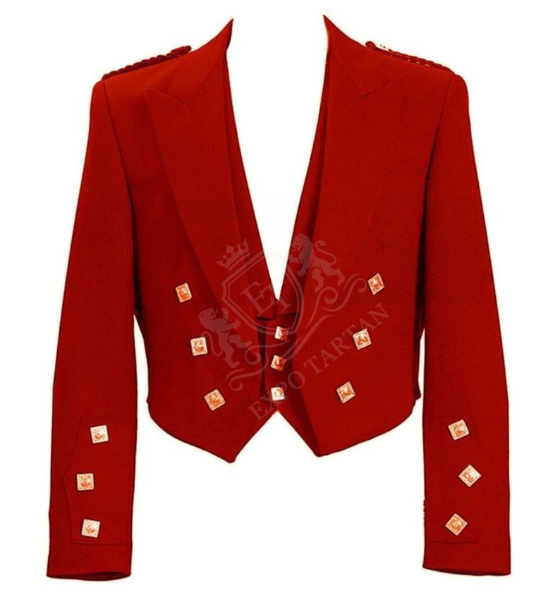 Red Prince Charlie Kilt Jacket With Vest