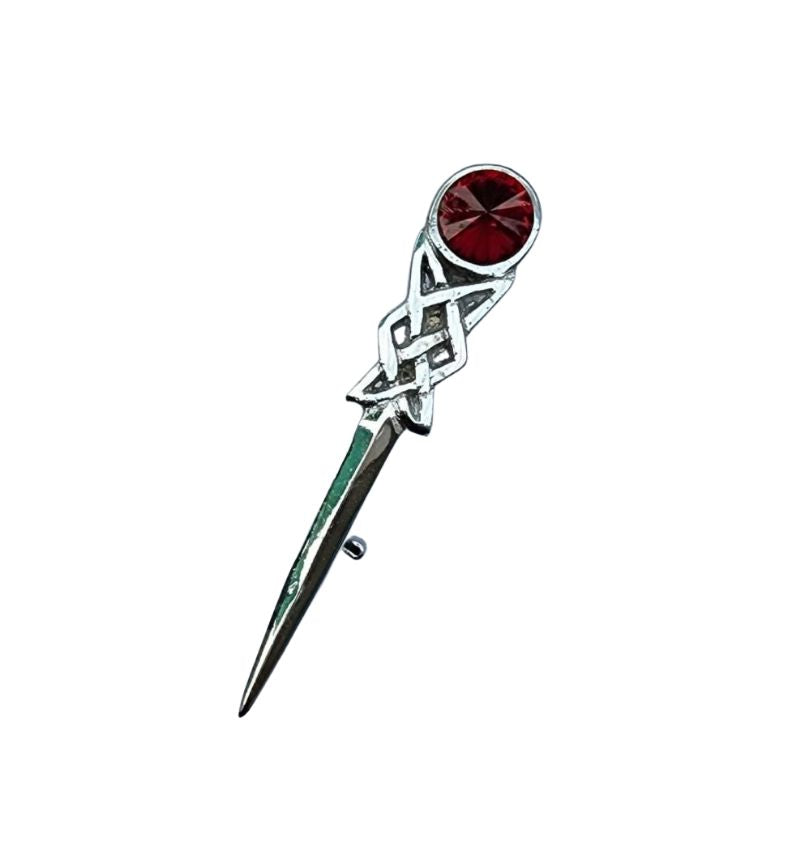 Red Stone Silver Kilt Pin