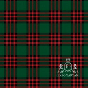 Men's Romsdal Norway Swatch showing a rich forest green sett, intersected by thick black bands and prominent red lines