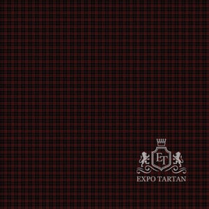Men's Romsdal Tresfjord Swatch showing a very dark brown and black sett, intricately intersected by a fine grid of rust-red and blue lines