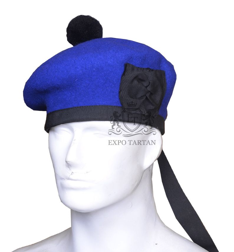 Scottish Military Kilt Cap Royal blue Wool Balmoral Bonnet Hat