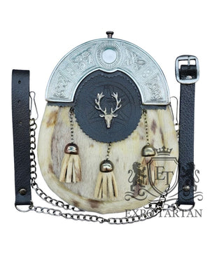 Seal Skin Kilt Sporran With Stag Head Badge