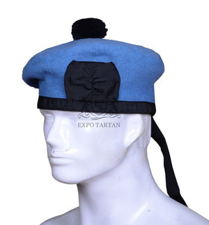 Scottish Military Kilt Cap Sky Blue Wool Balmoral Bonnet Hat