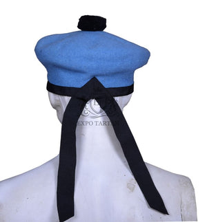 Scottish Military Kilt Cap Sky Blue Wool Balmoral Bonnet Hat