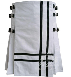 White Cowhide Leather Utility Kilt Scottish Highland Leather Wear