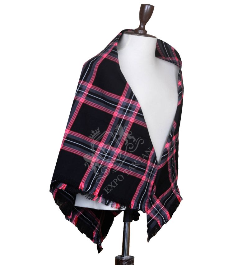 Witches Tartan Shawl - 54" x 54" Hand Fringed