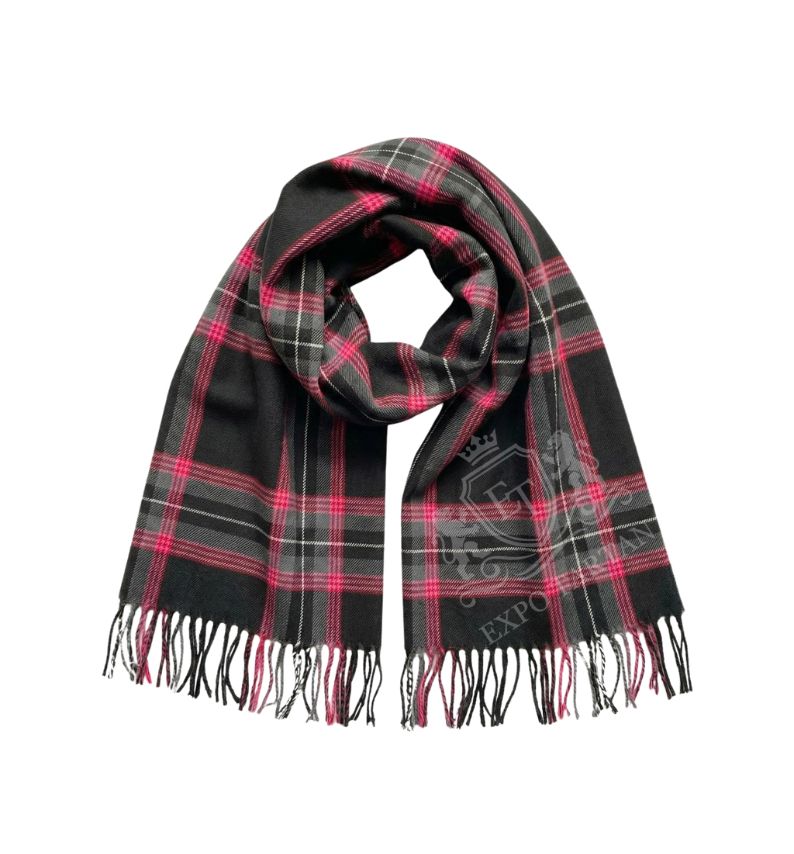 Witches Tartan Stole in Acrylic Wool Fabric - Standard 9" x 70" Roped Fringes.