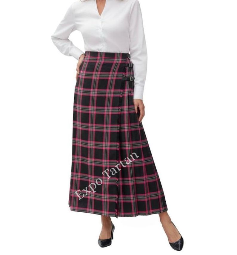 Witches of Scotland Women's Long Kilted Tartan Skirt